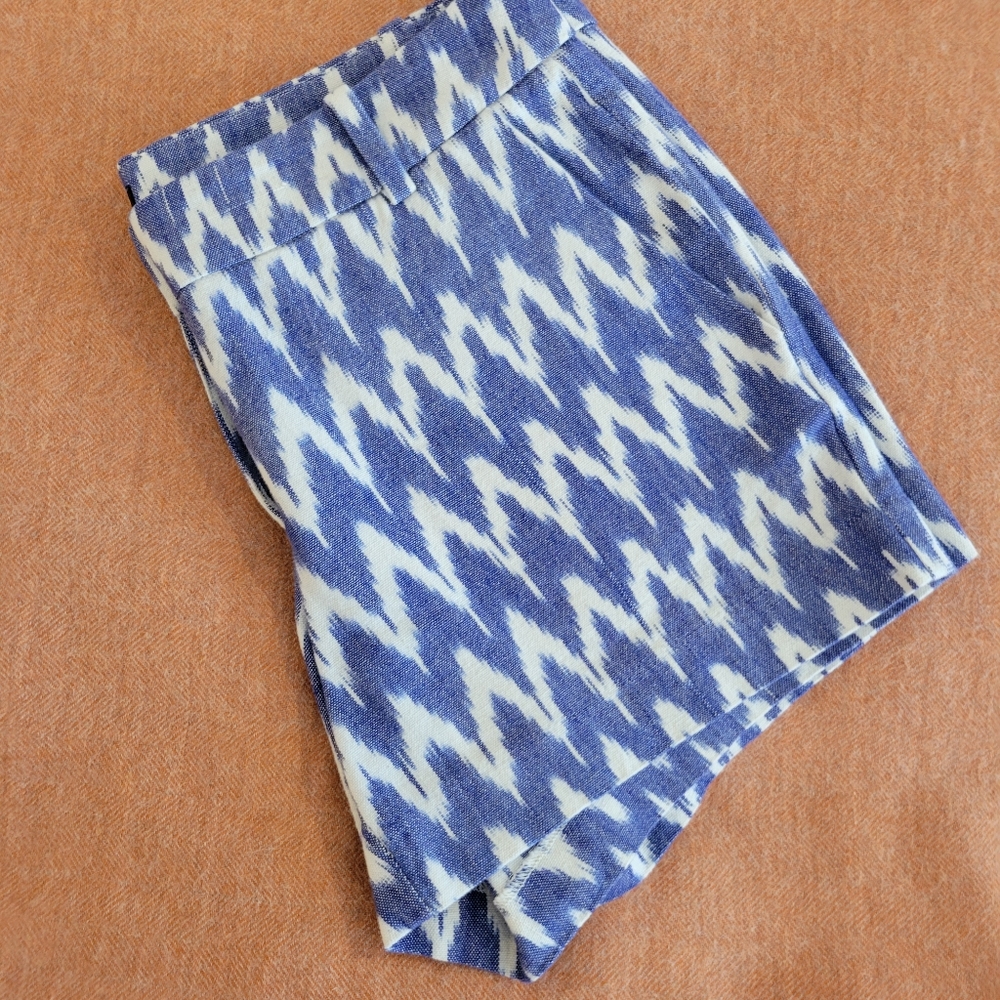 J. Crew Blue and White Patterned Women's Shorts